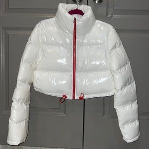 White Cropped Bubble Jacket